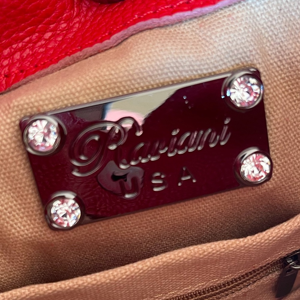RAVIANI USA Western Red Tooled Leather American Indian Fringed Studded Bag NEW!! - Picture 5 of 14